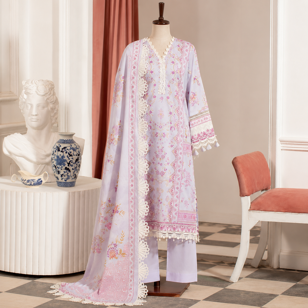 Lavender Bloom Premium Lawn – Unstitched 3 Piece Suit