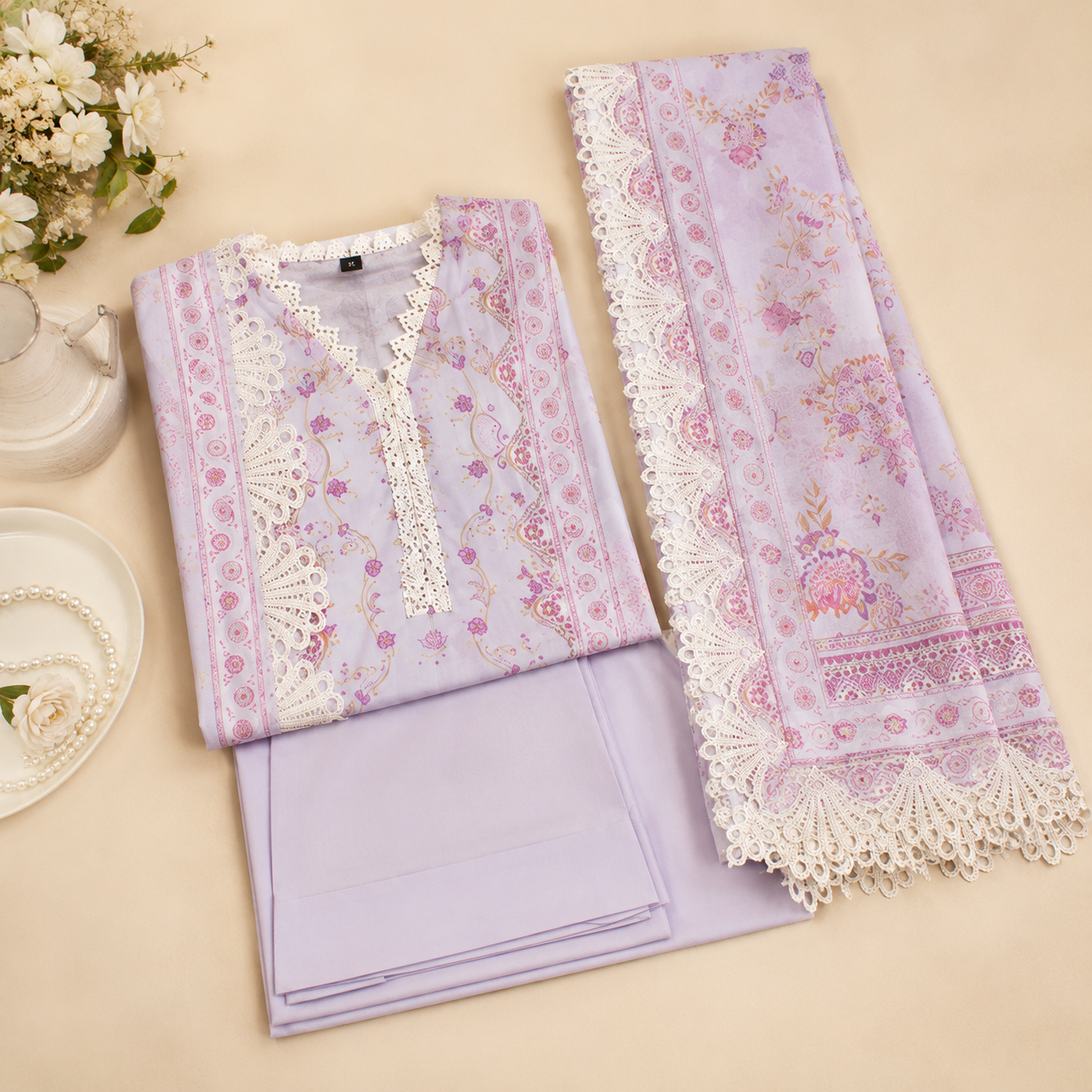 Lavender Bloom Premium Lawn – Unstitched 3 Piece Suit