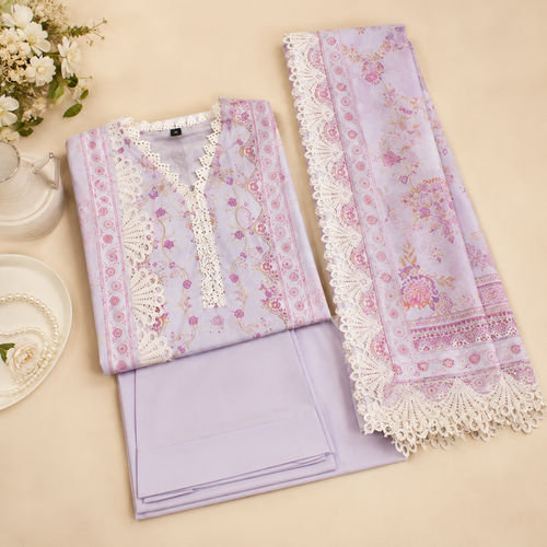 Lavender Bloom Premium Lawn – Unstitched 3 Piece Suit