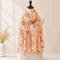 Peach Floral Tassel Stole