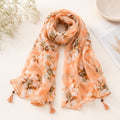 Peach Floral Tassel Stole