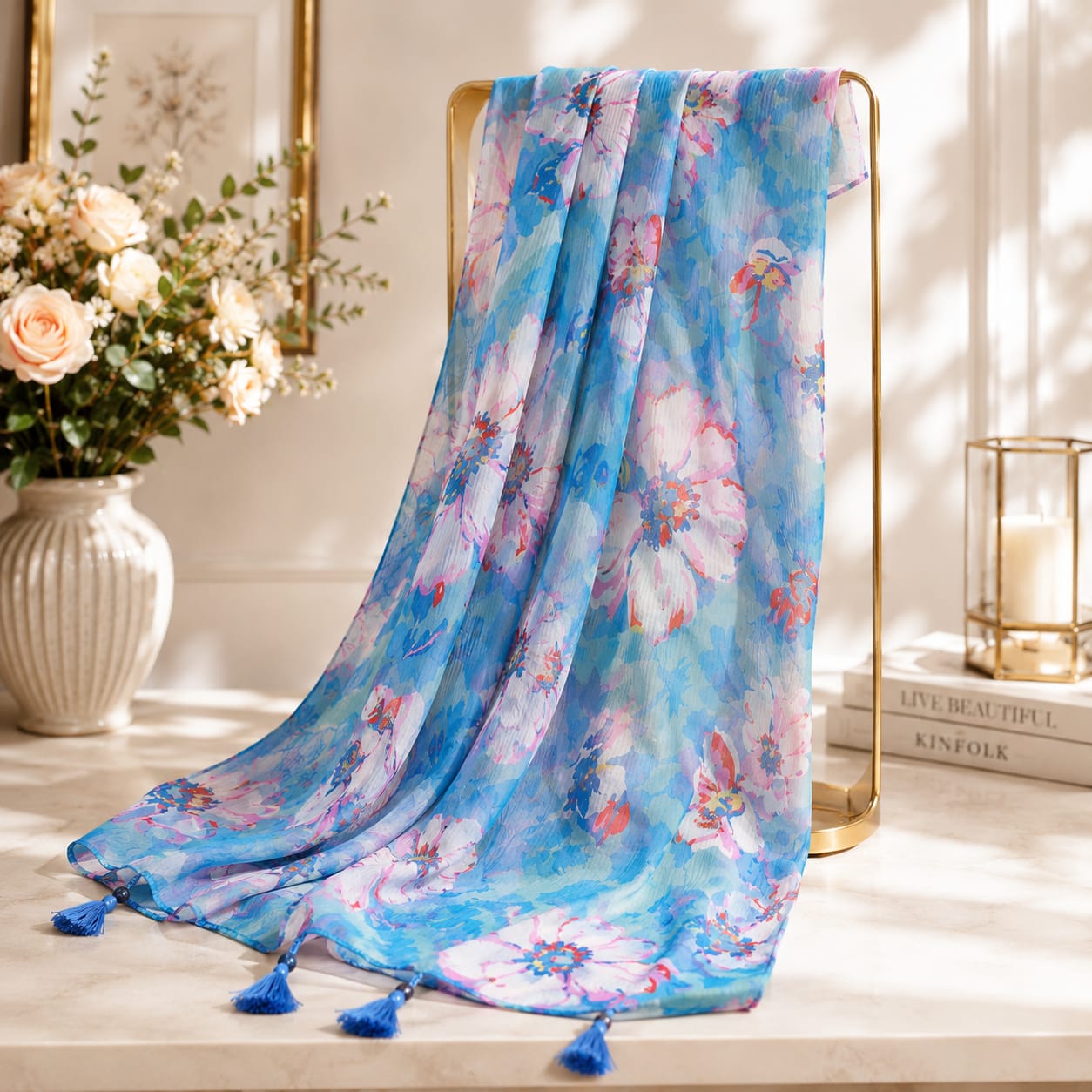 Sky Bloom Floral Stole