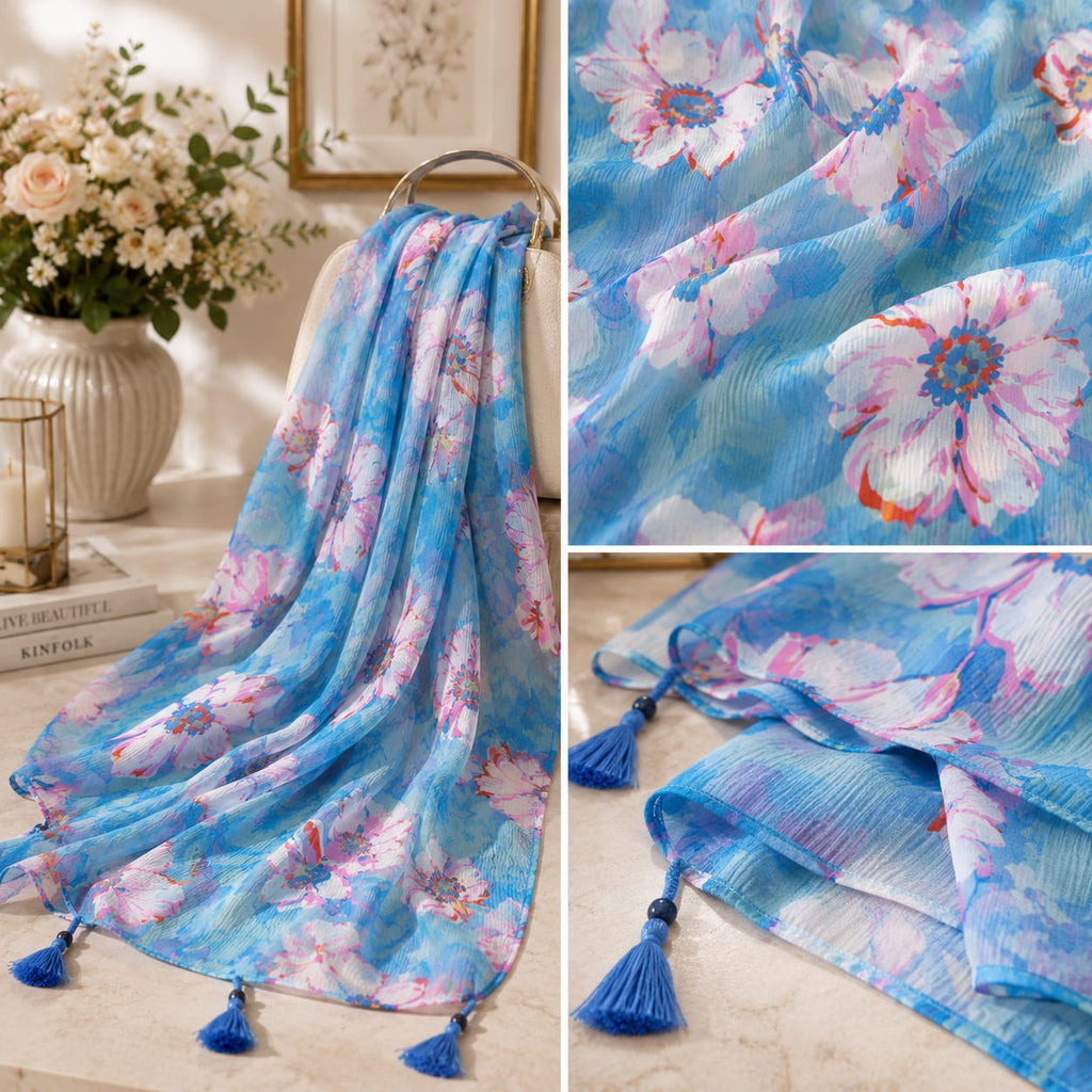 Sky Bloom Floral Stole